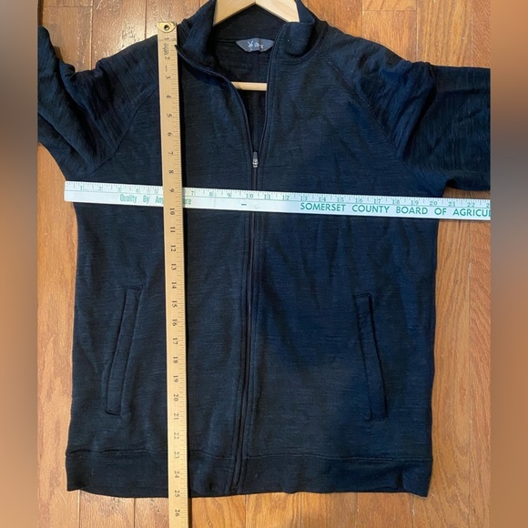 Ibex Jacket Womens Medium Black Merino Wool Full Zip Stand Collar Pockets Raglan - Picture 2 of 9